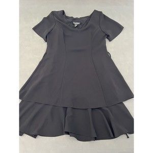 Randi May Collections Womens 10P Black Round Neck Ruffled Hem Midi Dress